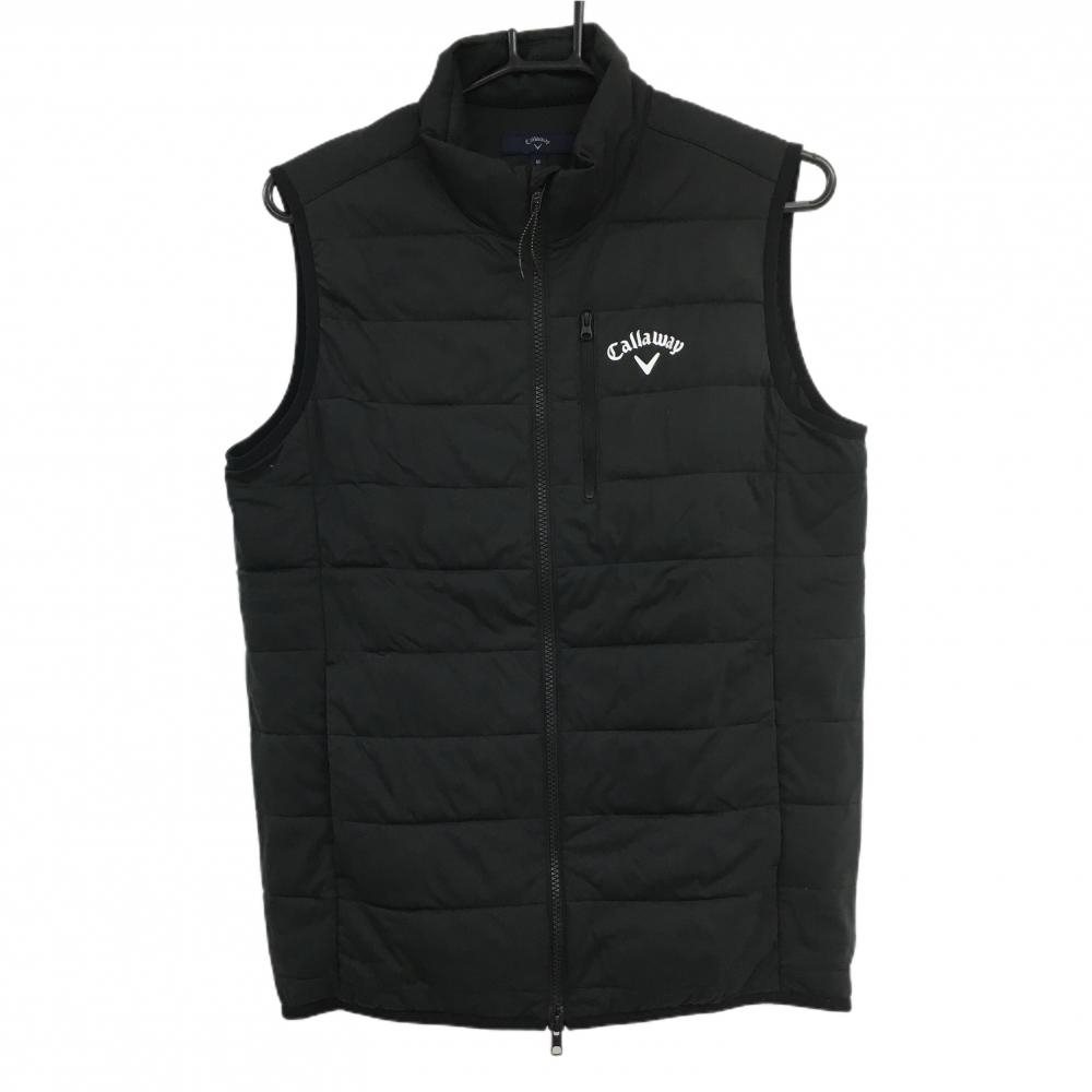 【美品】キャロウェイ 中綿ベスト 黒 ロゴ白 メンズ M ゴルフウェア Callaway