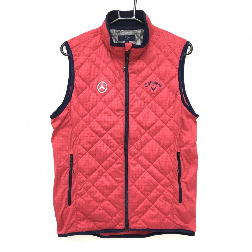 【美品】キャロウェイ×メルセデスベンツ 中綿ベスト レッド×ネイビー 格子柄  メンズ M ゴルフウェア Callaway