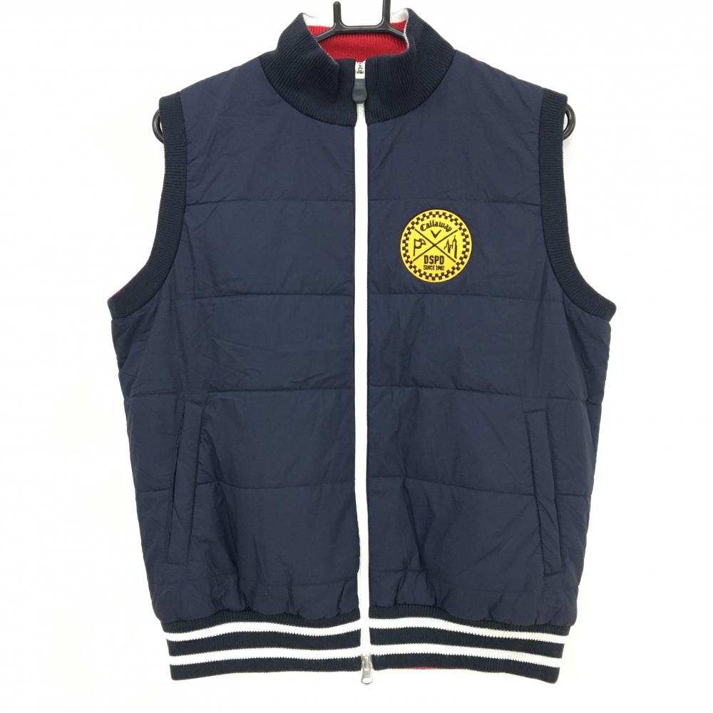 キャロウェイ 中綿ベスト ネイビー ワッペン 裾ライン メンズ M ゴルフウェア Callaway