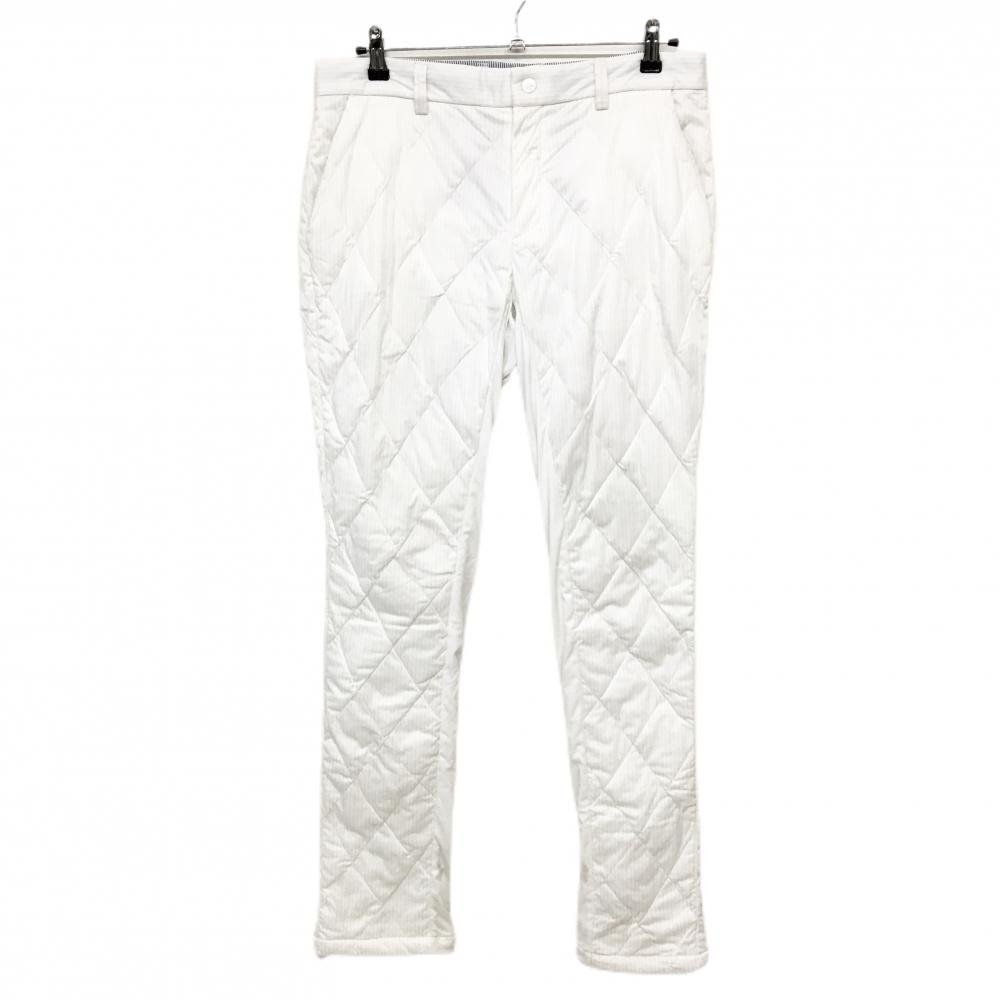 キャロウェイ 中綿パンツ 白×ライトグレー ストライプ キルティング 裾ドローコード メンズ L ゴルフウェア Callaway