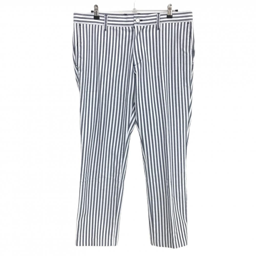 キャロウェイ パンツ 白×ネイビー ストライプ 裏微起毛 ストレッチ メンズ XL ゴルフウェア Callaway