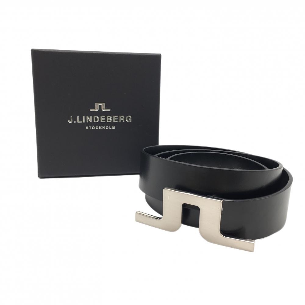 ジェイリンドバーグ トップ式ベルト 黒 バックルロゴ  メンズ 34/110cm ゴルフウェア J．LINDEBERG