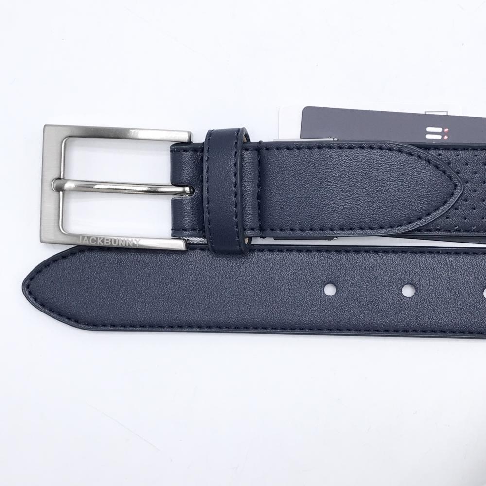 新品】ジャックバニー ベルト ネイビー 一部パンチング シルバー