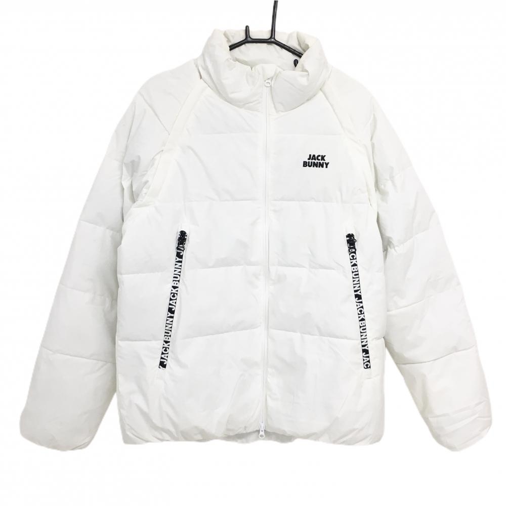 マスターバニー 2WAYダウンジャケット 白 ロゴ黒 袖着脱可 メンズ 6(XL