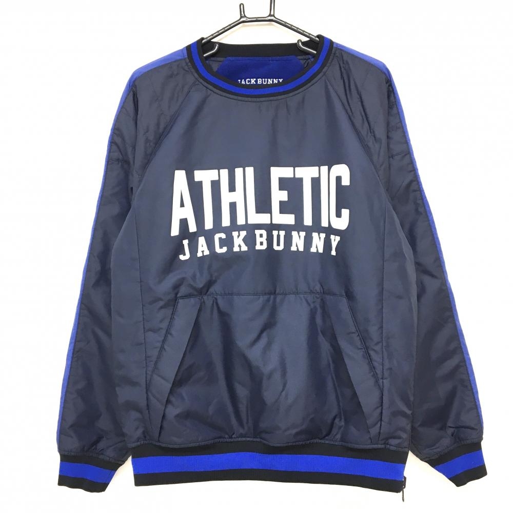 【美品】ジャックバニー 中綿リバーシブルスニード ダークネイビー×ブルー フロントプリント   メンズ 5(L) ゴルフウェア Jack Bunny