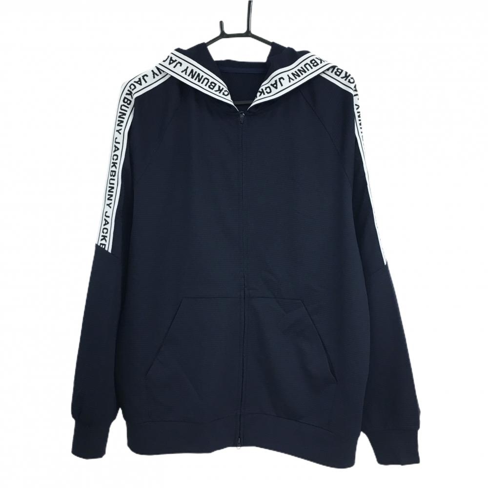 【新品】ジャックバニー ジップパーカー ネイビー 肩ロゴライン メッシュ調生地  メンズ 5(L) ゴルフウェア 2025年モデル Jack Bunny