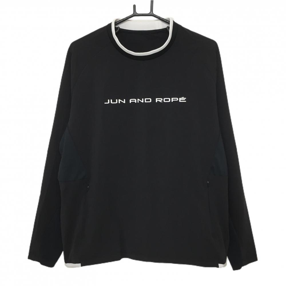 超美品】ジュンアンドロペ ブルゾン 黒 ロゴ白 ナイロン90