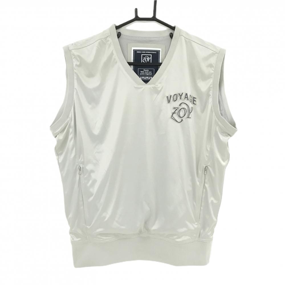 【美品】ゾーイ アウターベスト グレージュ メッシュ裏地 ロゴ メンズ 1(S) ゴルフウェア ZOY