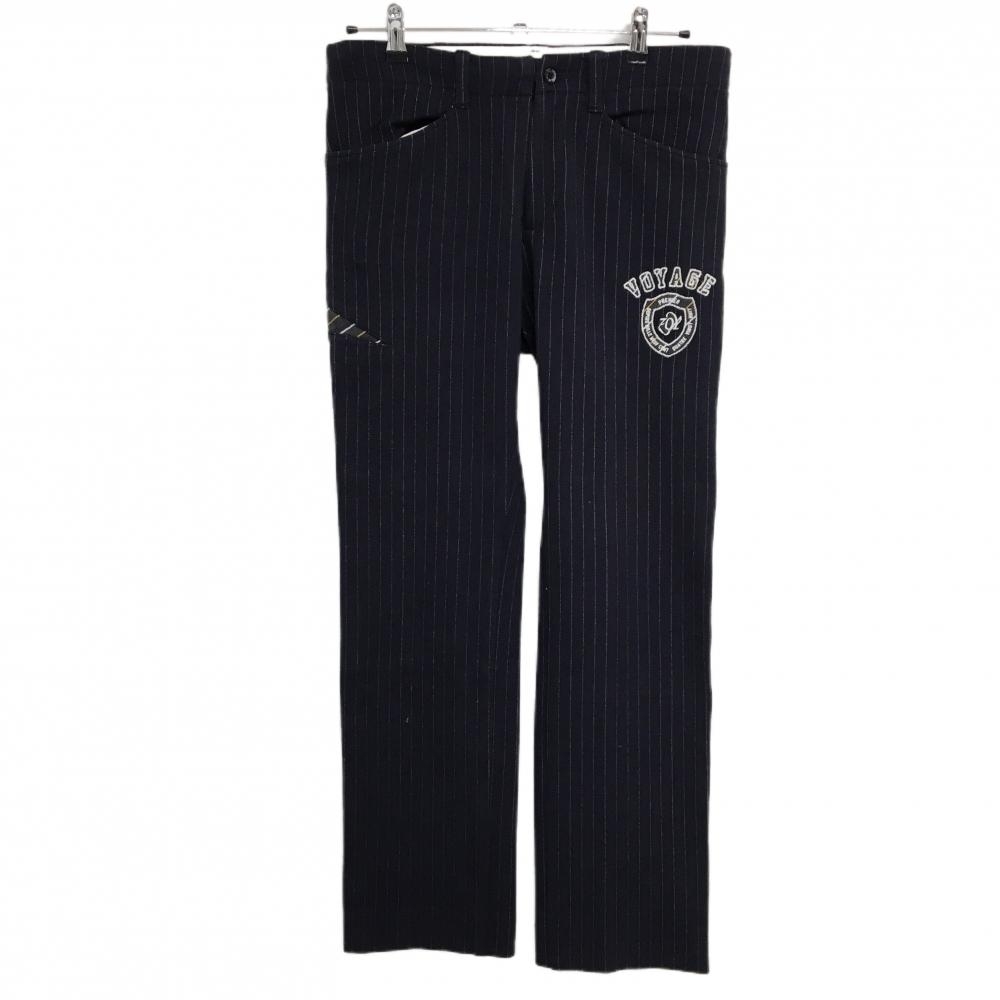 【美品】ゾーイ パンツ ネイビー×白 ストライプ ティー装着可 微起毛 ワッペン  メンズ 79 ゴルフウェア ZOY