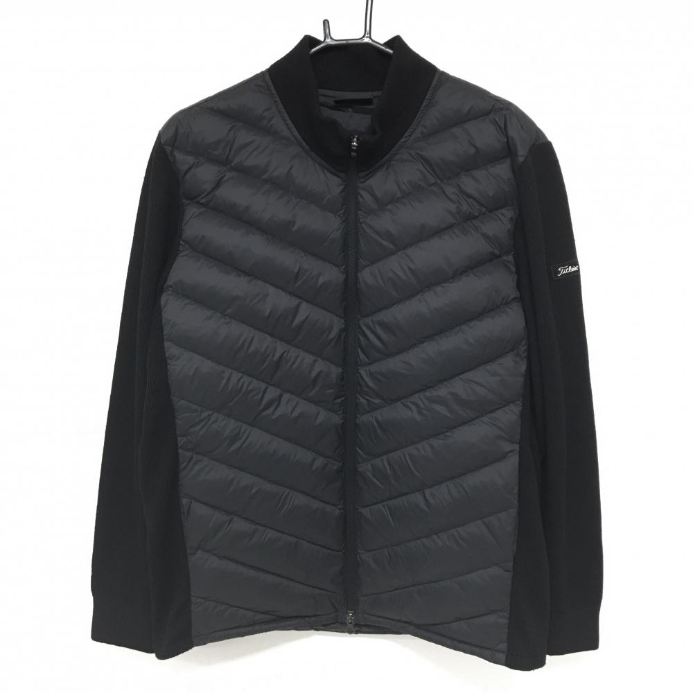 タイトリスト 切替中綿ジャケット 黒 ネック・袖ニット ダブルジップ