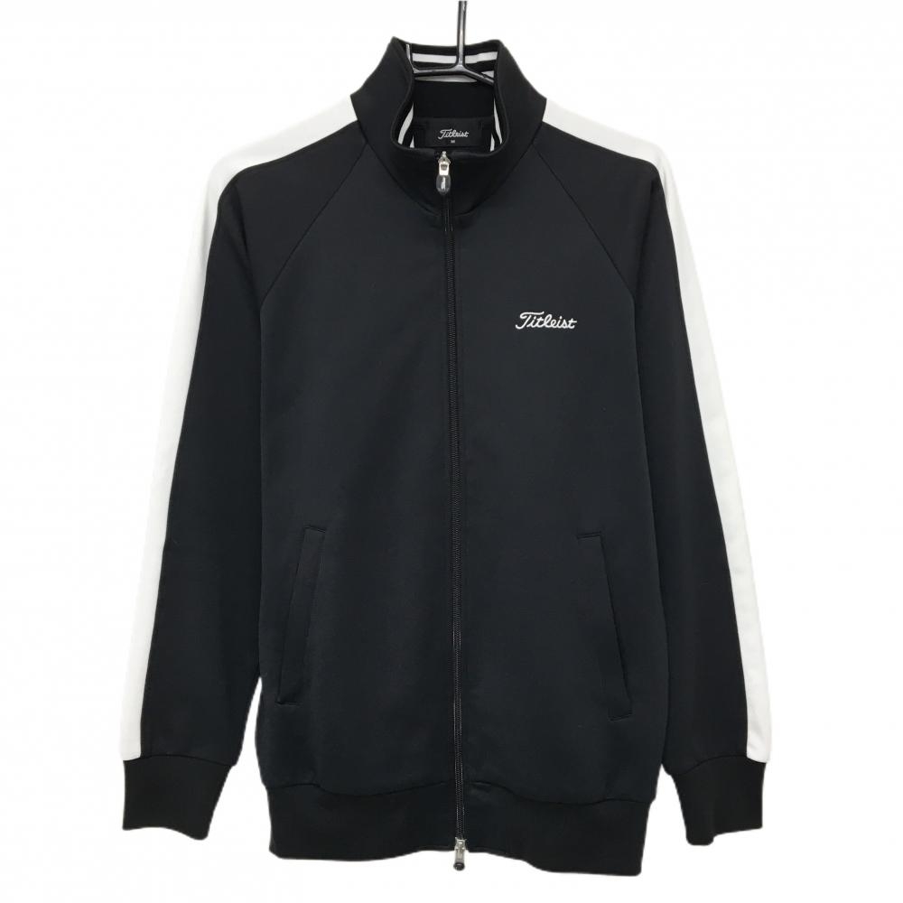 タイトリスト ジャケットブルゾン 黒×白 肩・袖ライン ロゴ刺しゅう  メンズ M ゴルフウェア TITLEIST