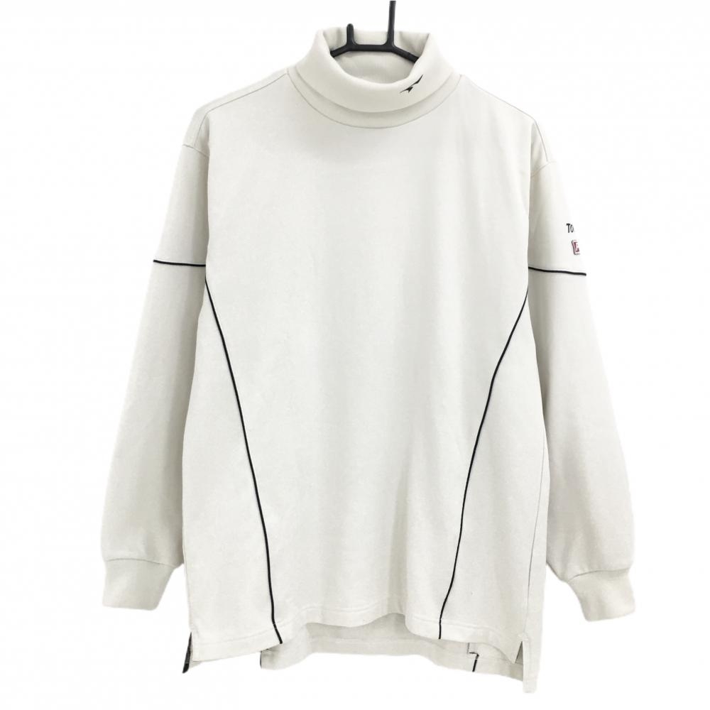 ツアーステージ ハイネックトレーナー アイボリー×黒 ロゴ刺しゅう  メンズ M ゴルフウェア TOURSTAGE