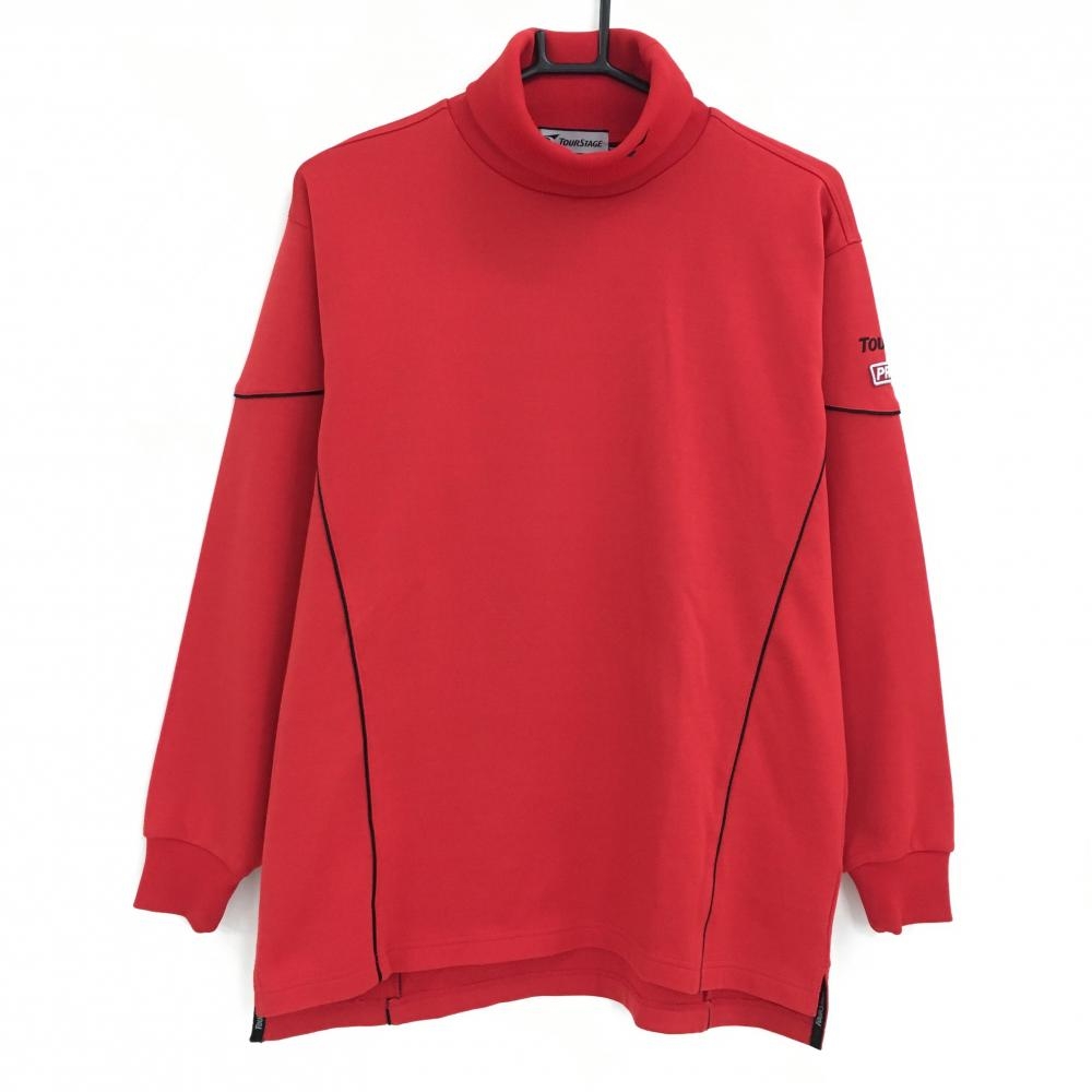 【超美品】ツアーステージ ハイネックトレーナー レッド×黒 ロゴ刺しゅう  メンズ M ゴルフウェア TOURSTAGE