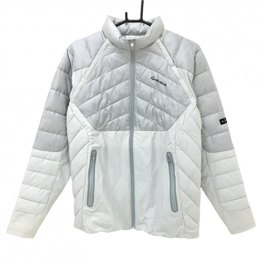 【超美品】テーラーメイド 2WAY中綿ジャケット グレー ロゴ黒 袖着脱可 メンズ M ゴルフウェア TaylorMade