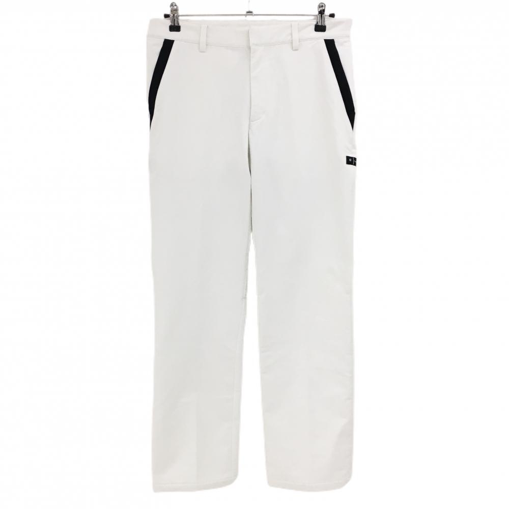 【超美品】テーラーメイド パンツ 白×黒 斜めストライプ地模様 裏起毛 メンズ 79 ゴルフウェア TaylorMade