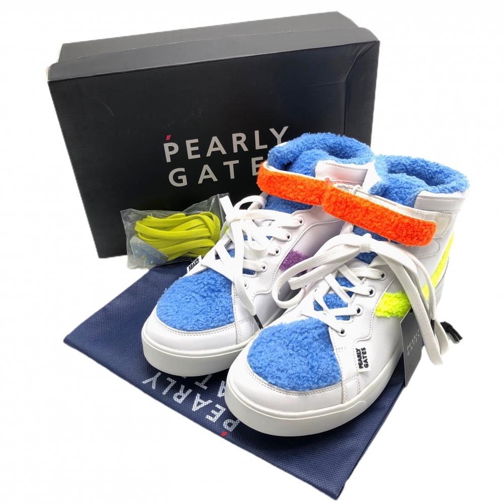 【新品】パーリーゲイツ ミドルカットゴルフシューズ 白×ライトブルー 053-2292101  メンズ 27.0 ゴルフウェア PEARLY GATES