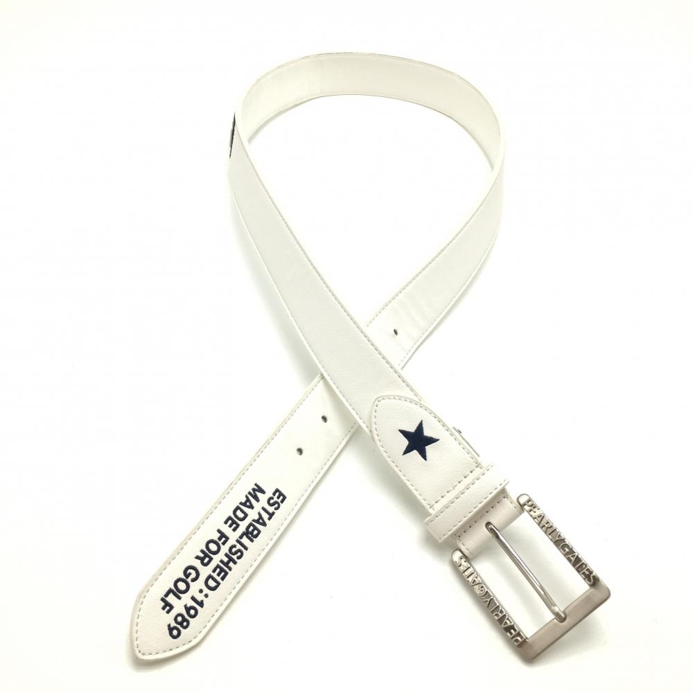 【希少✨30周年記念/刺繍】パーリーゲイツ　ゴルフベルト　プレート　美品　白 希少✨30周年記念/刺繍】パーリーゲイツ ゴルフベルト プレート