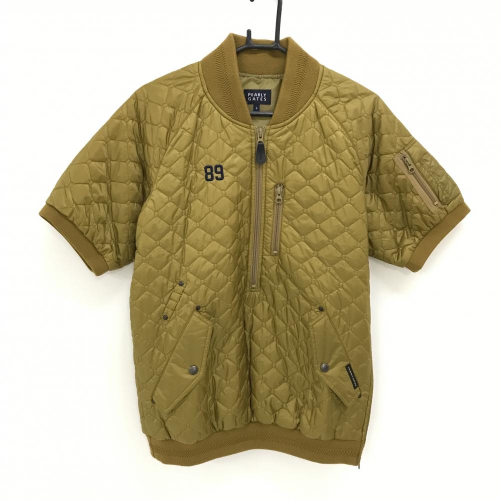 【超美品】パーリーゲイツ 半袖中綿ブルゾン ライトブラウン系 キルティング ハーフジップ  メンズ 4(M) ゴルフウェア PEARLY GATES