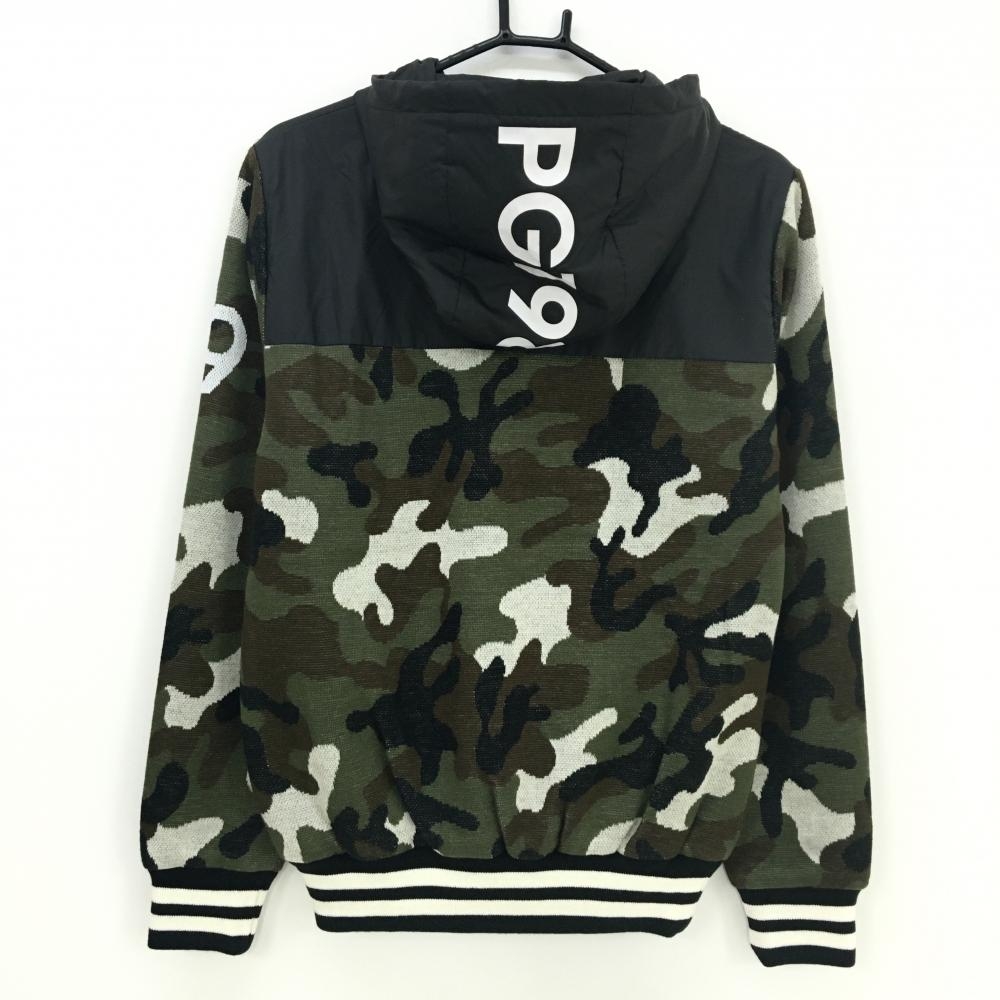 新品】パーリーゲイツ 中綿ニットブルゾン カーキ×黒 一部迷彩 上部