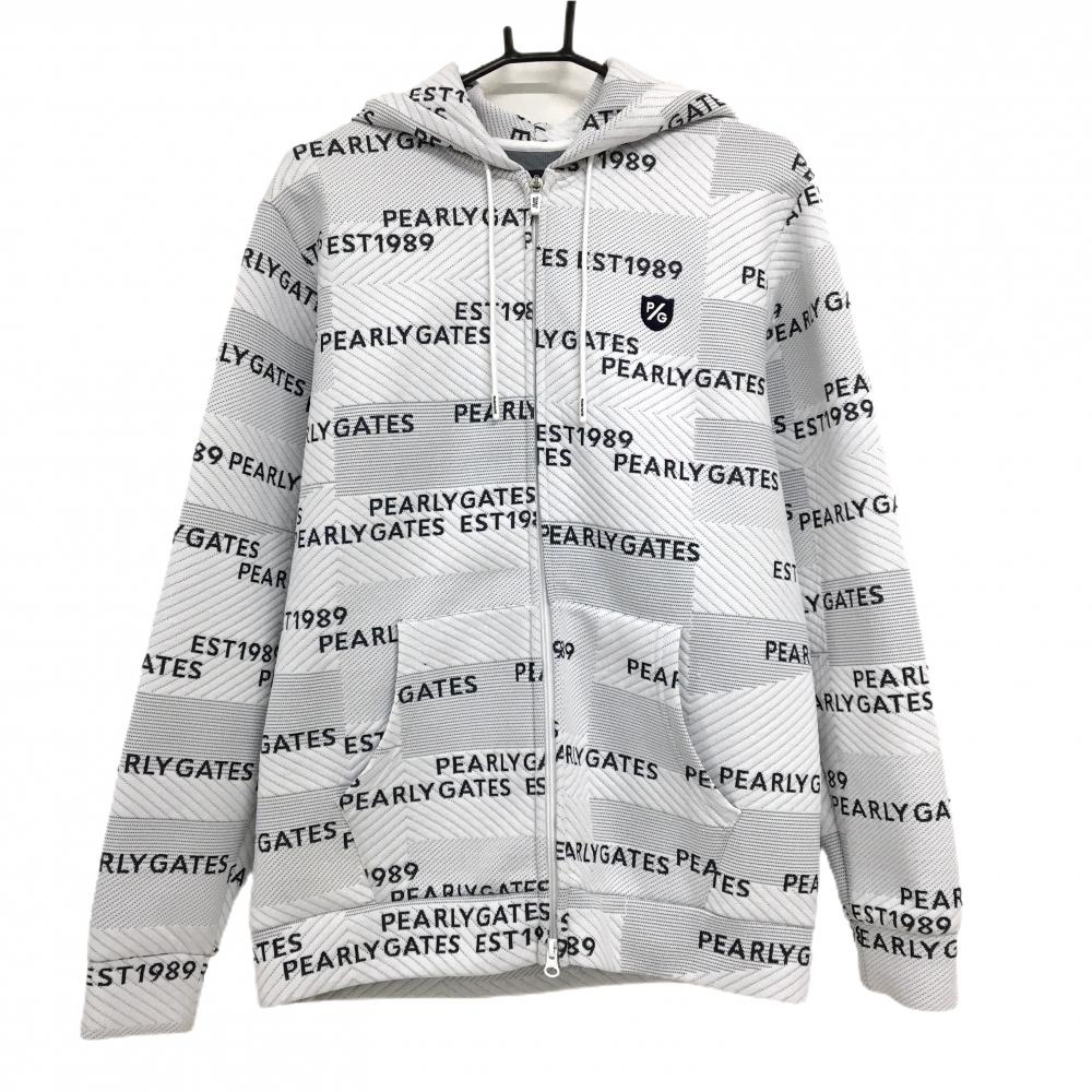パーリーゲイツ♡PEARLYGATES 総柄メッシュプルパーカー ロゴ S 白♪