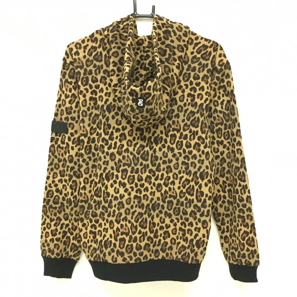 超美品】パーリーゲイツ ジップパーカー ベージュ×ブラウン レオパード