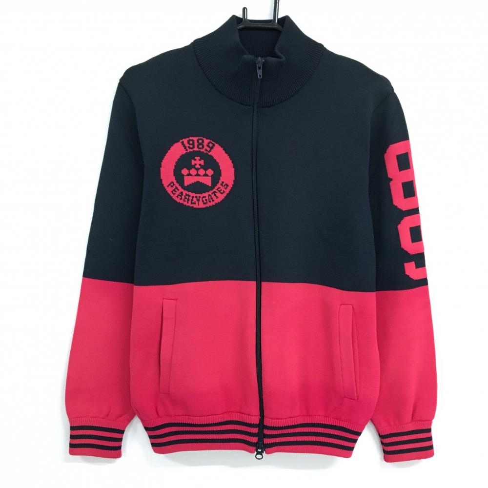 美品　パーリーゲイツ ニットジャケット　パーカー　0 ネイビー　ピンク 美品 パーリーゲイツ ニットジャケット パーカー 0 ネイビー ピンク