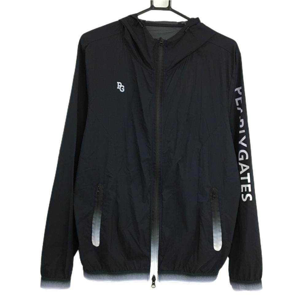 美品】パーリーゲイツ ジップパーカー ネイビー ナイロン 袖ロゴ
