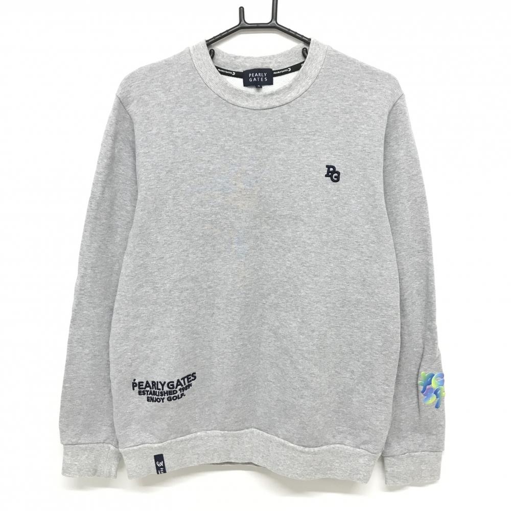 パーリーゲイツ トレーナー 杢ライトグレー 35周年 背面ビッグプリント メンズ 5(L) ゴルフウェア 2024年モデル PEARLY GATES
