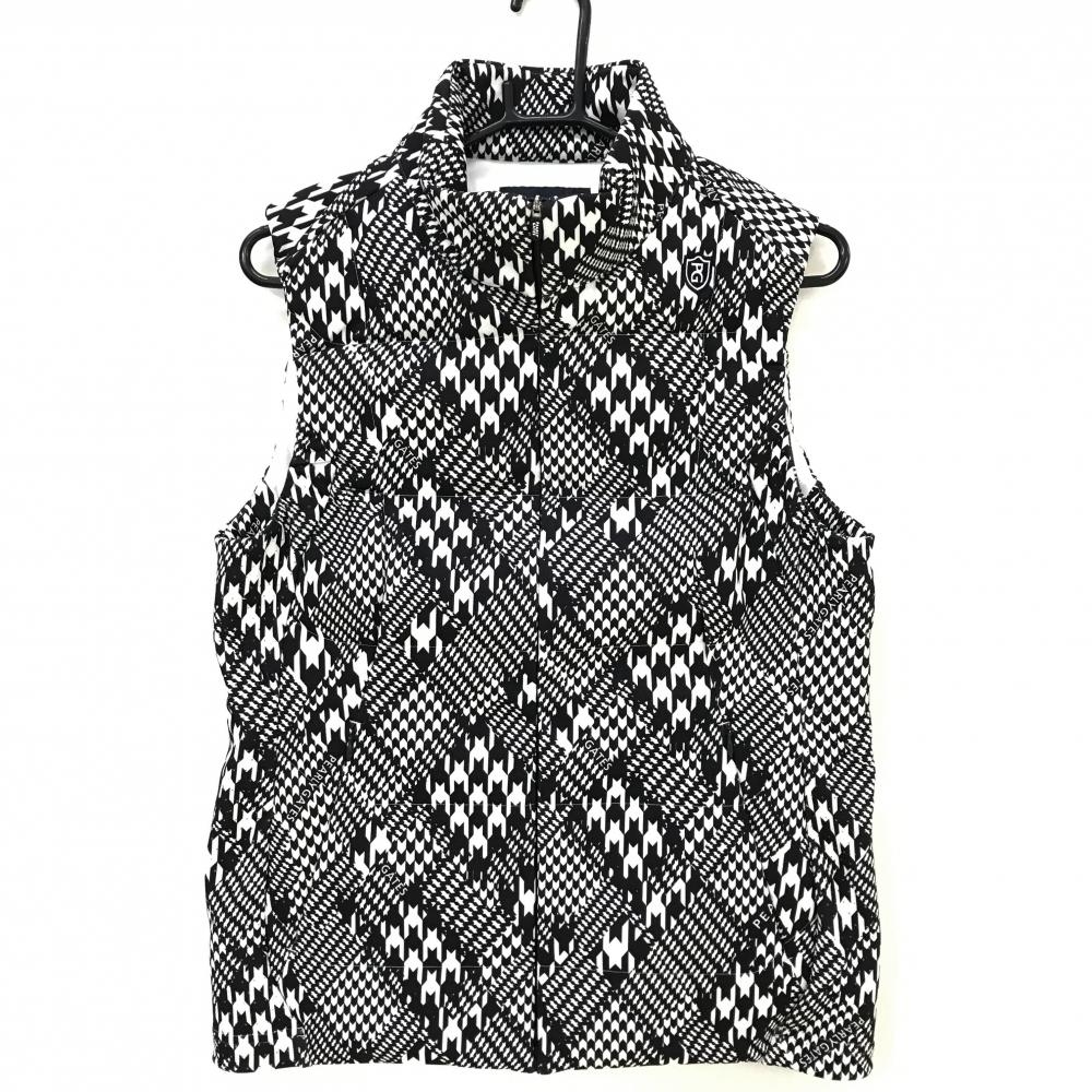 【美品】パーリーゲイツ 中綿ベスト 黒×白 千鳥格子 サイドパンチング  メンズ 4(M) ゴルフウェア 2023年モデル PEARLY GATES