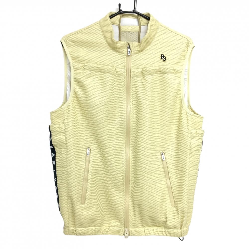 【美品】パーリーゲイツ ファンベスト イエローベージュ メッシュ サイドロゴ  メンズ 4(M) ゴルフウェア 2025年モデル PEARLY GATES