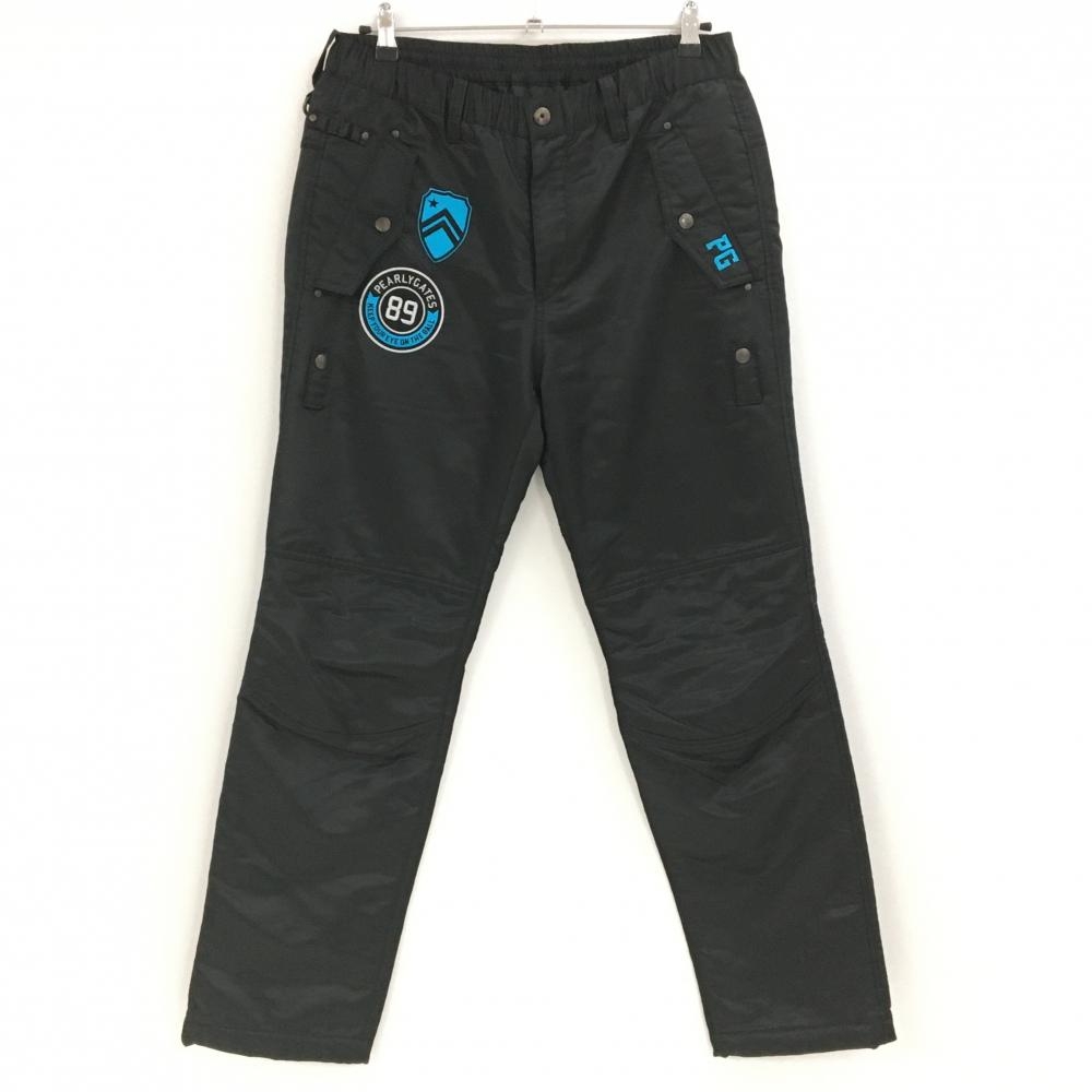 【美品】パーリーゲイツ 中綿パンツ 黒 裾ドローコード ロゴ刺しゅう メンズ 5(L) ゴルフウェア PEARLY GATES