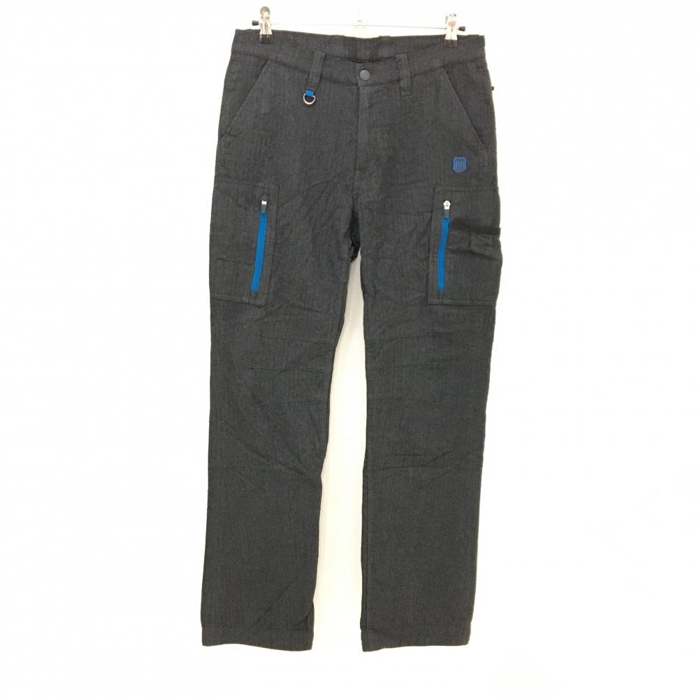 パーリーゲイツ ウールパンツ ダークグレー×ライトブルー ストライプ ティー装着可  メンズ 5(L) ゴルフウェア PEARLY GATES