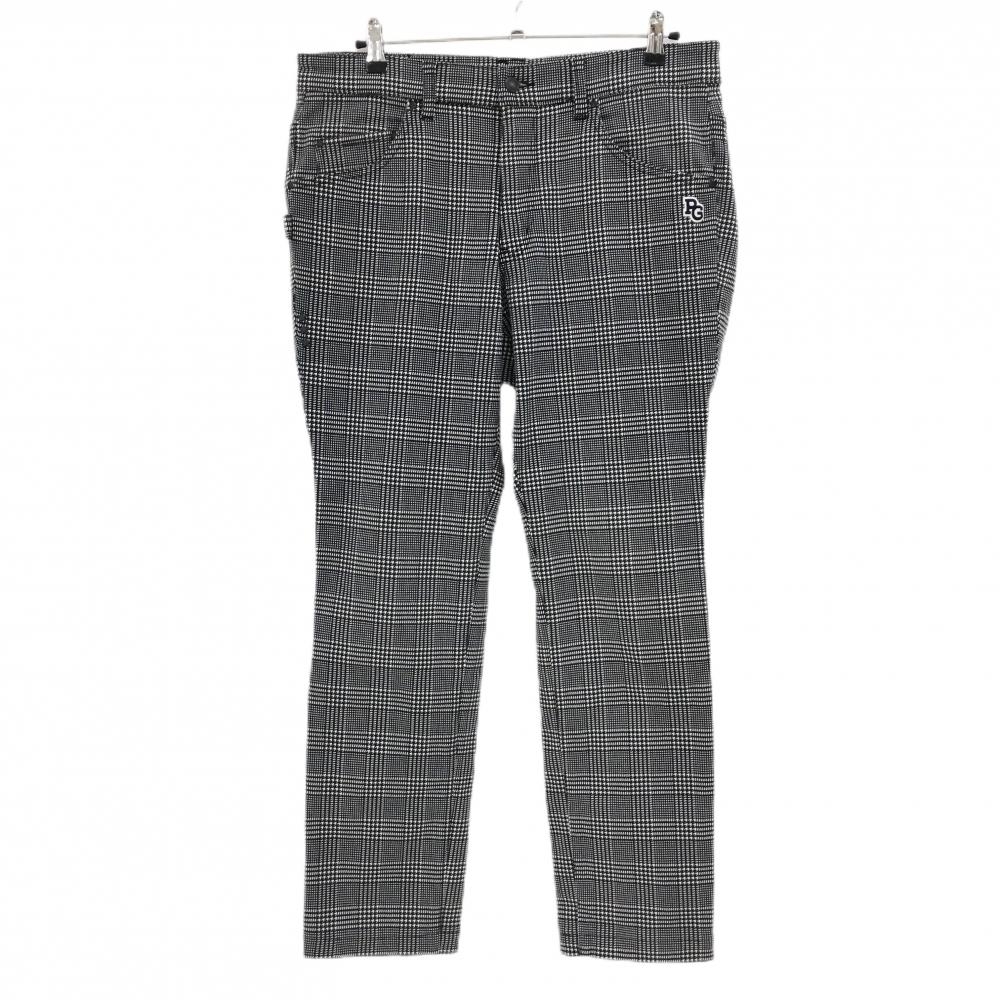 【美品】パーリーゲイツ パンツ 白×黒 グレンチェック 裏起毛 メンズ 6(XL) ゴルフウェア PEARLY GATES