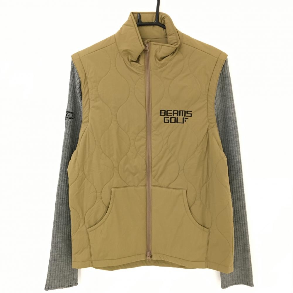 【超美品】ビームスゴルフ 2WAY中綿ジャケット カーキブラウン×グレー 身頃中綿 袖ニット  メンズ M ゴルフウェア BEAMS GOLF