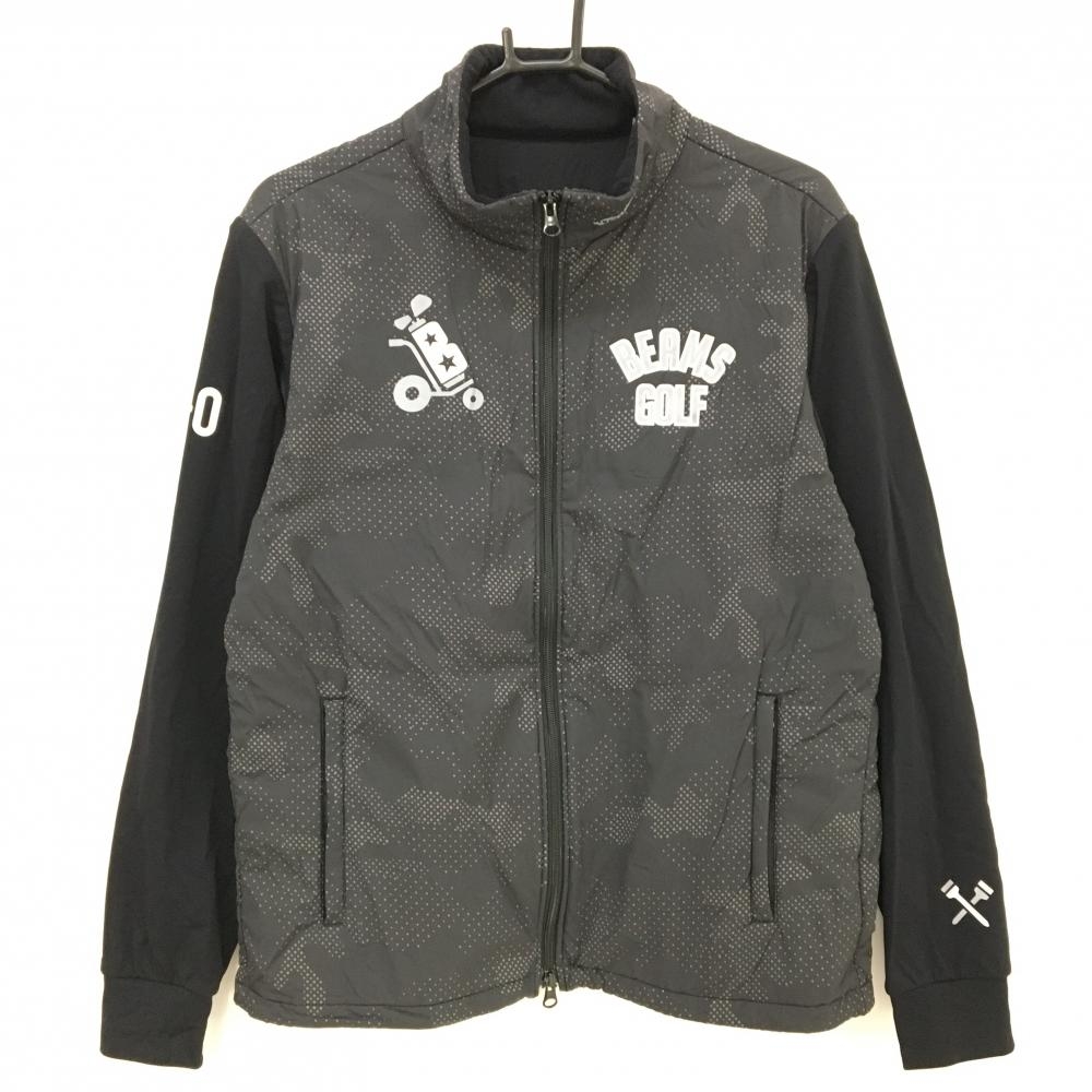 【美品】ビームスゴルフ 中綿ジャケット 黒×グレー 身頃ドット 身頃中綿 メンズ L ゴルフウェア BEAMS GOLF
