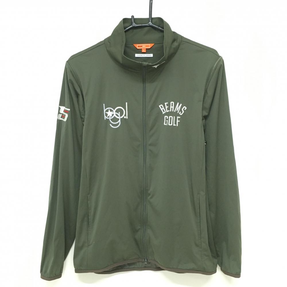 【美品】ビームスゴルフ 2WAYジャケット カーキ×白 ロゴ刺しゅう 袖着脱可  メンズ L ゴルフウェア BEAMS GOLF