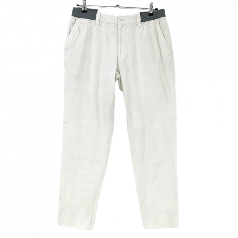【美品】ビームスゴルフ コーデュロイパンツ アイボリー系×グレー ウエストゴム メンズ 48 ゴルフウェア BEAMS GOLF
