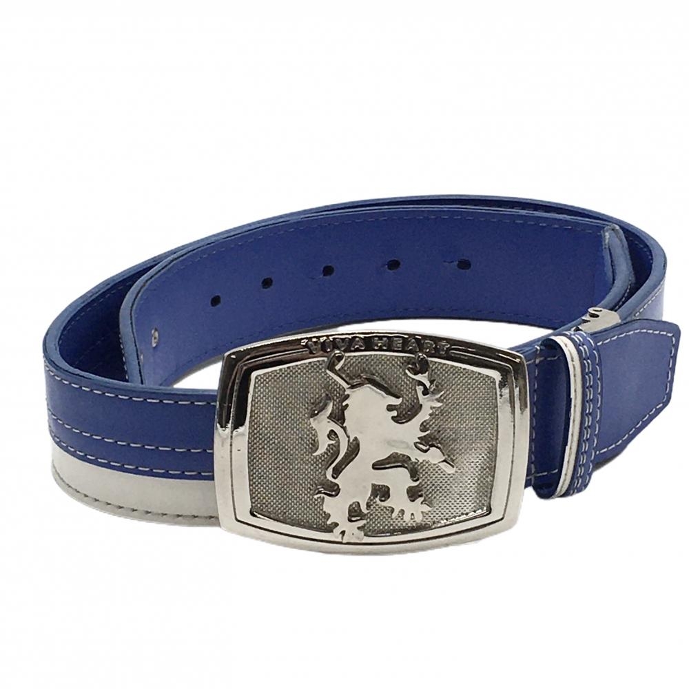 ビバハート トップ式ベルト ブルー×白 バックルロゴ シワ メンズ  ゴルフウェア VIVA HEART