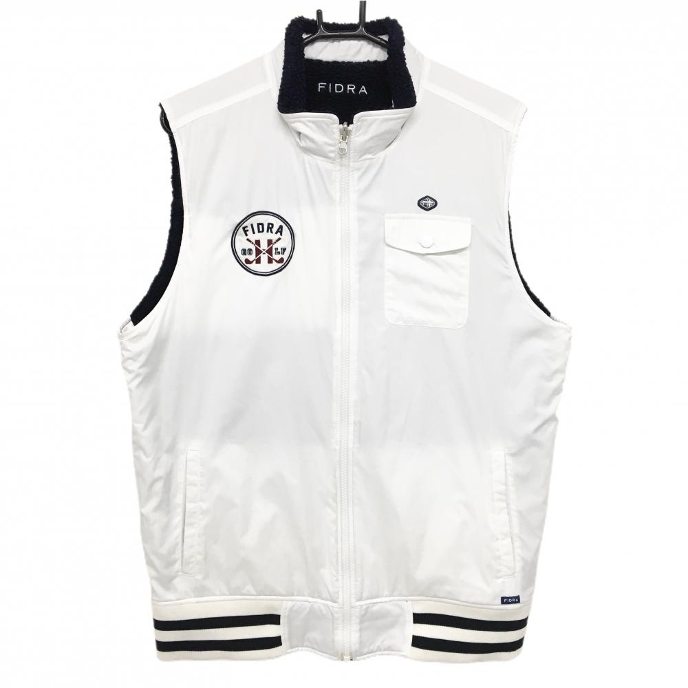 フィドラ 中綿リバーシブルベスト 白×ネイビー 裏ボア  メンズ L/G ゴルフウェア FIDRA