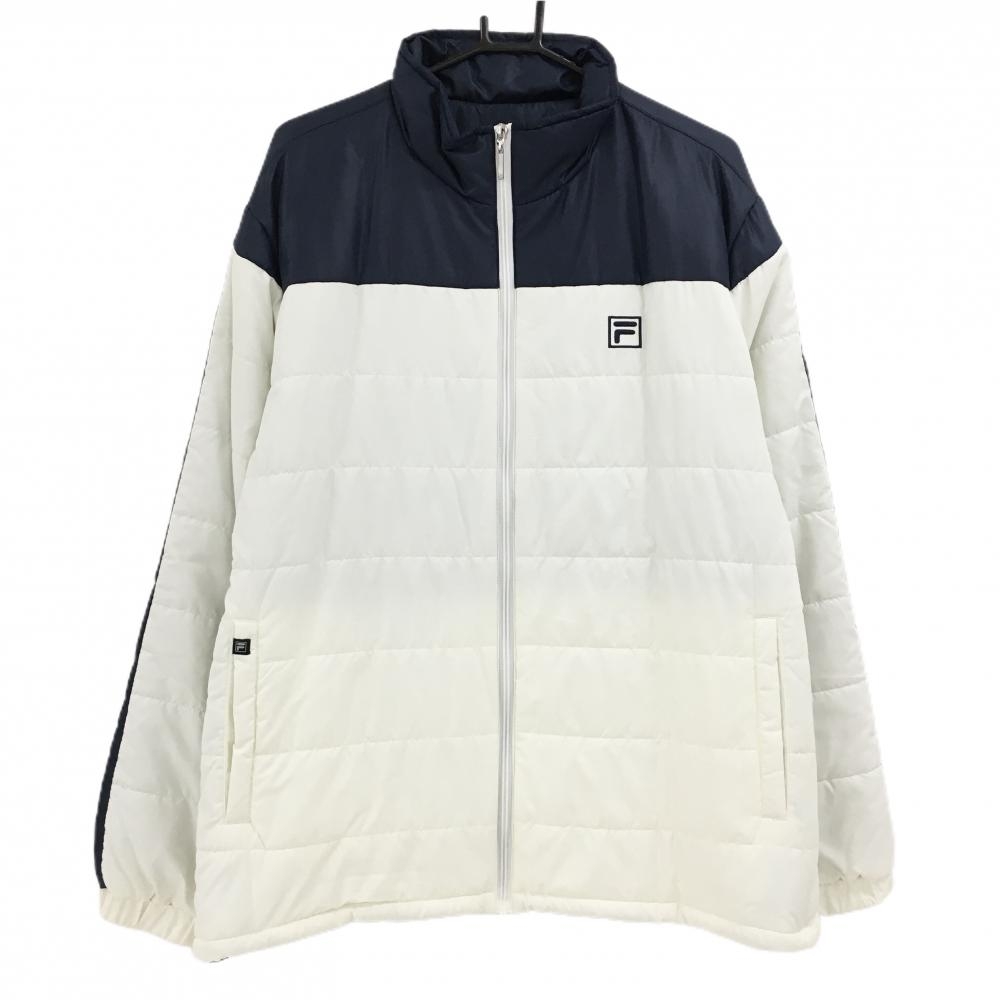 フィラゴルフ 中綿ジャケット 白×ネイビー ロゴ刺しゅう  メンズ 3L ゴルフウェア 大きいサイズ FILA GOLF