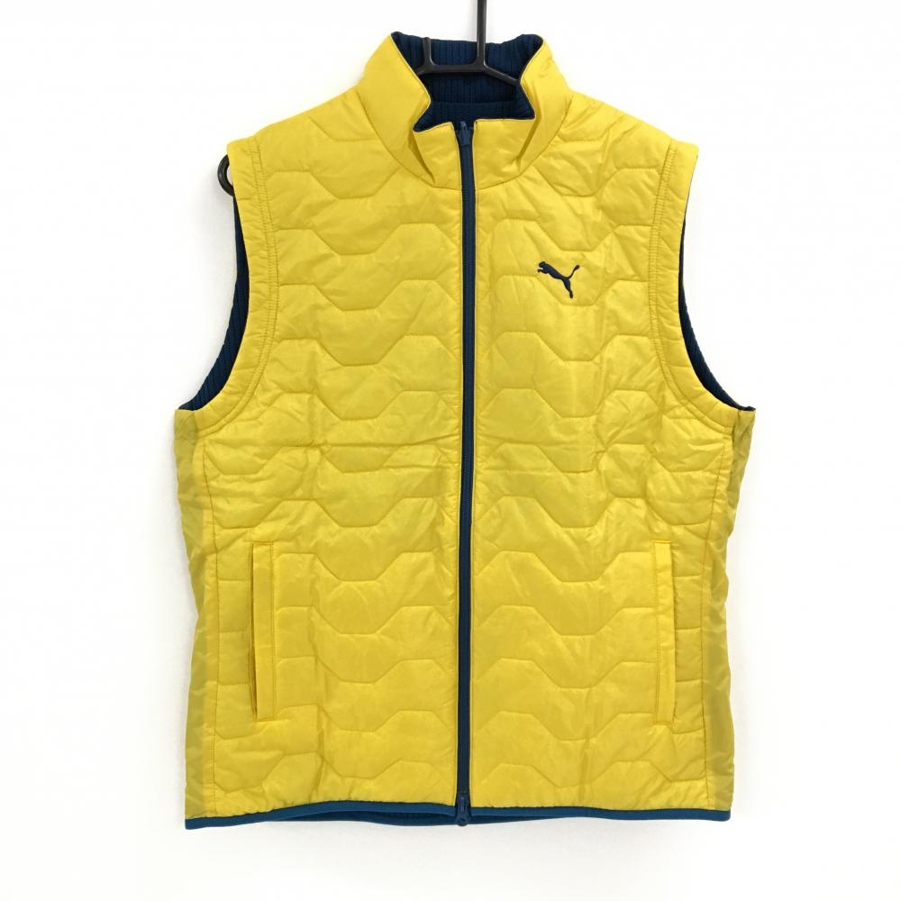 【新品】プーマ 中綿リバーシブルベスト イエロー 裏ニットネイビー WINDCELL メンズ L ゴルフウェア PUMA