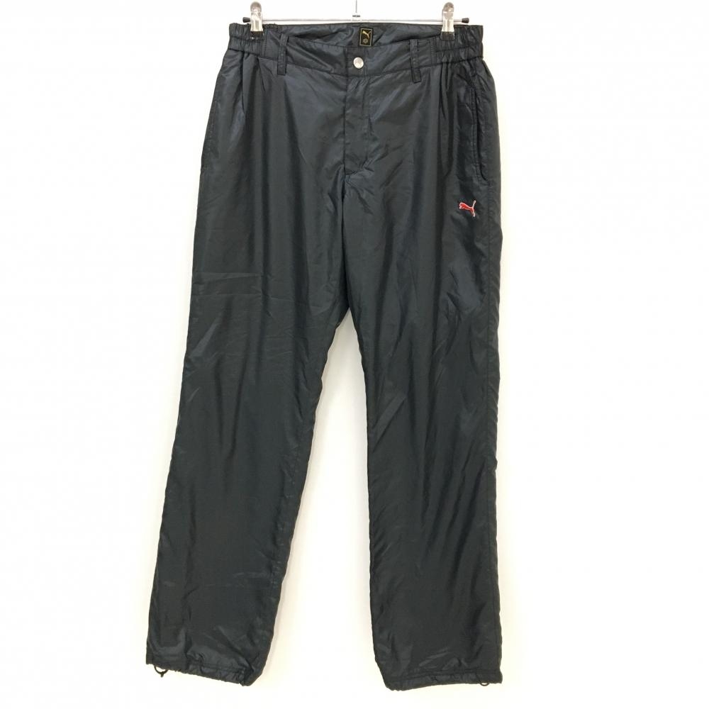 【超美品】プーマ 中綿パンツ 黒×レッド ウエストサイドゴム 裾ドローコード メンズ L ゴルフウェア PUMA