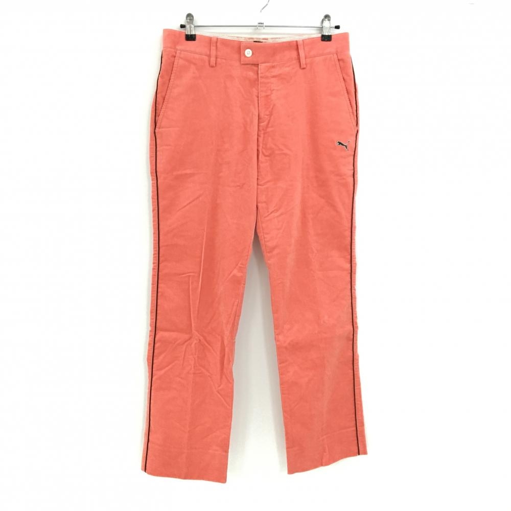 プーマ コーデュロイパンツ サーモンピンク×黒 サイドパイピング メンズ 82 ゴルフウェア PUMA