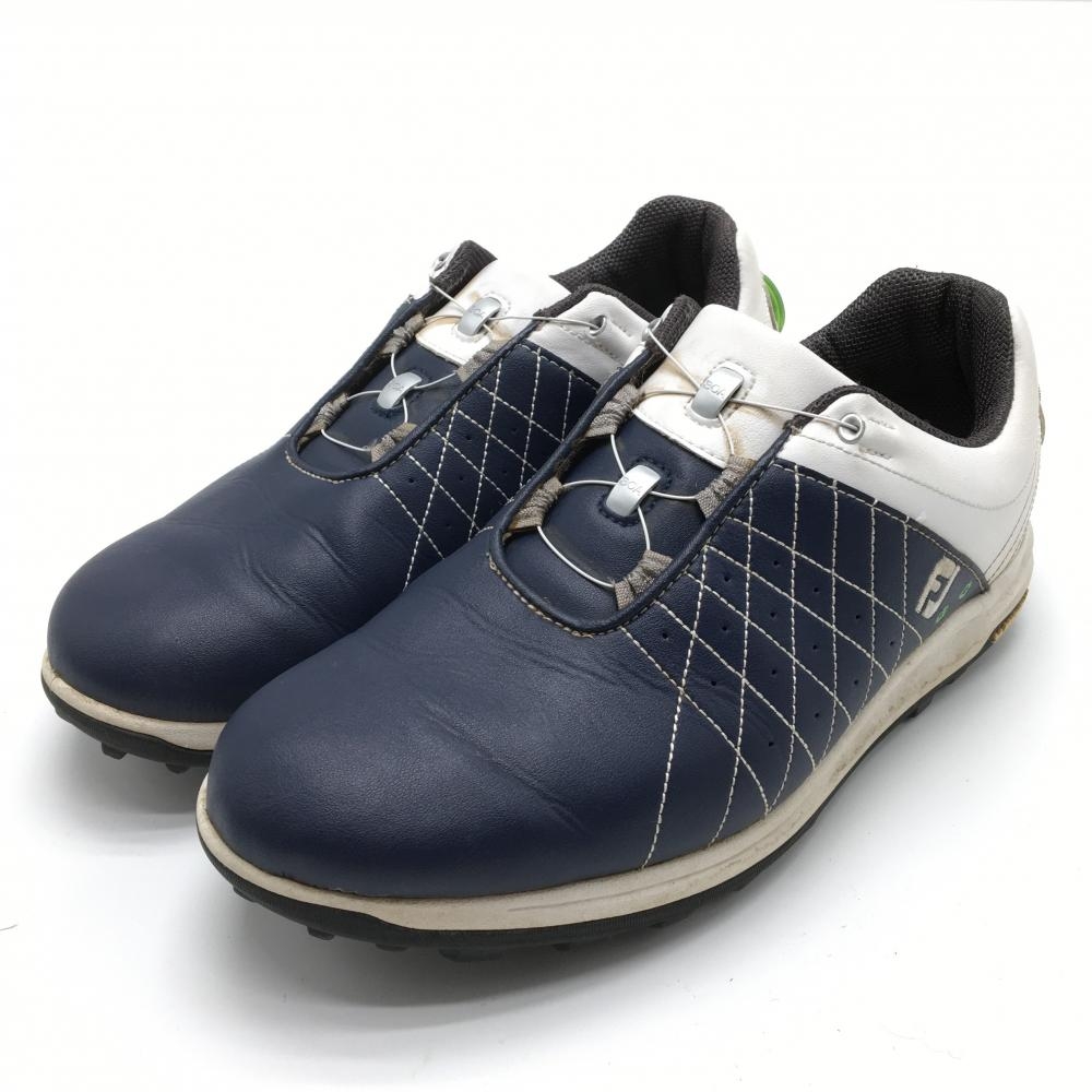 【美品】フットジョイ ゴルフシューズ ネイビー×白 56206J スパイクレス ダイヤル式 BOA メンズ 25.0 ゴルフウェア FootJoy