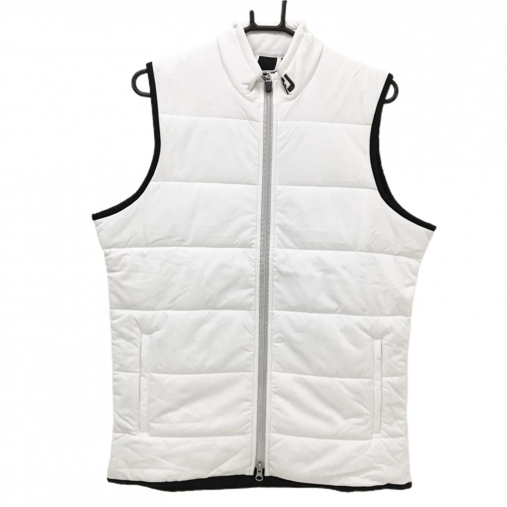 【新品】フットジョイ 中綿ベスト 白×黒 ネックロゴ 撥水 軽量　4WAYストレッチ メンズ L ゴルフウェア FootJoy