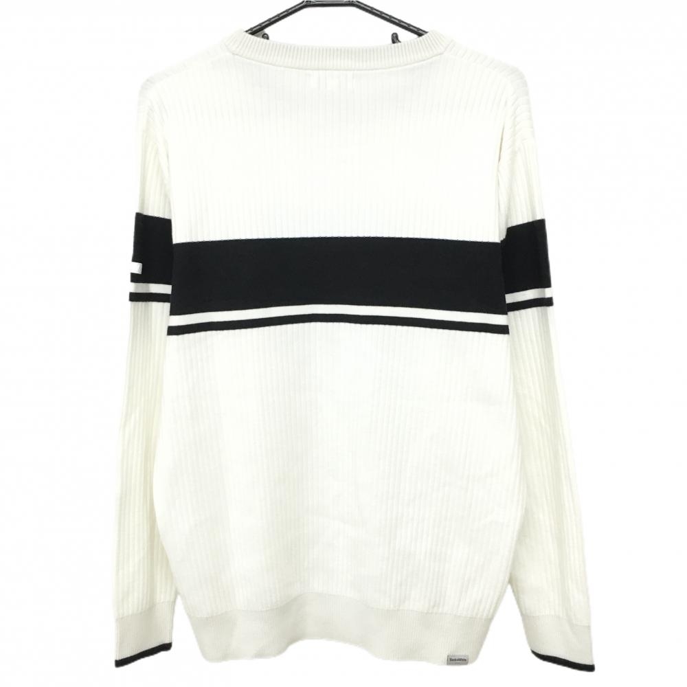 ブラックアンドホワイト セーター 白×黒 ストライプ編み ニット メンズ