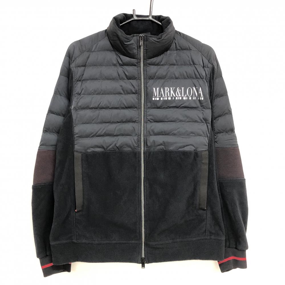 【超美品】マークアンドロナ 異素材中綿ジャケット 黒×シルバー 一部中綿 フリース メンズ 50(XL) ゴルフウェア MARK＆LONA