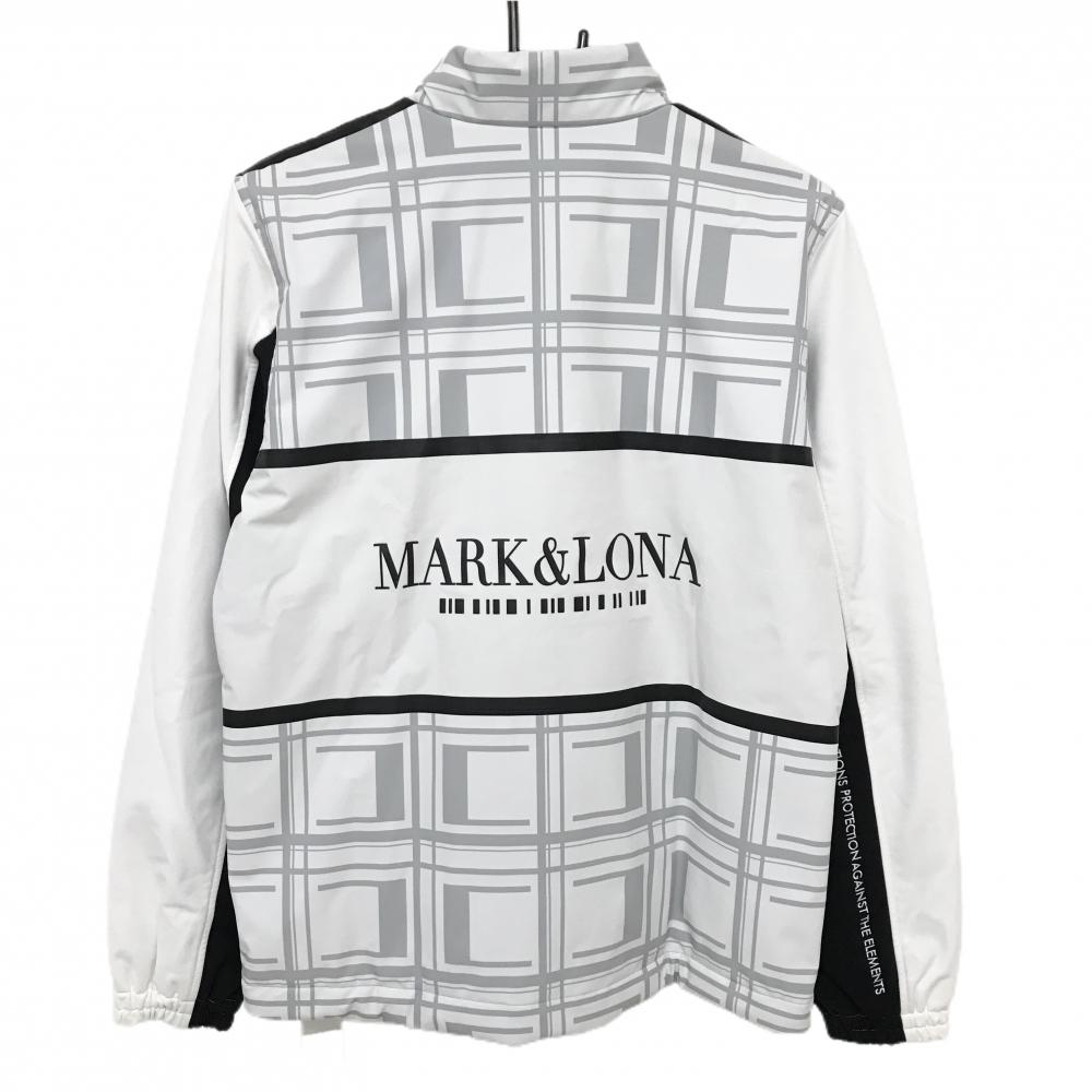 マークアンドロナ　ナイロンジャケット ホワイト　48サイズ　ゴルフウェア 総柄 マークアンドロナ ナイロンジャケット ホワイト 48サイズ ゴルフウェア