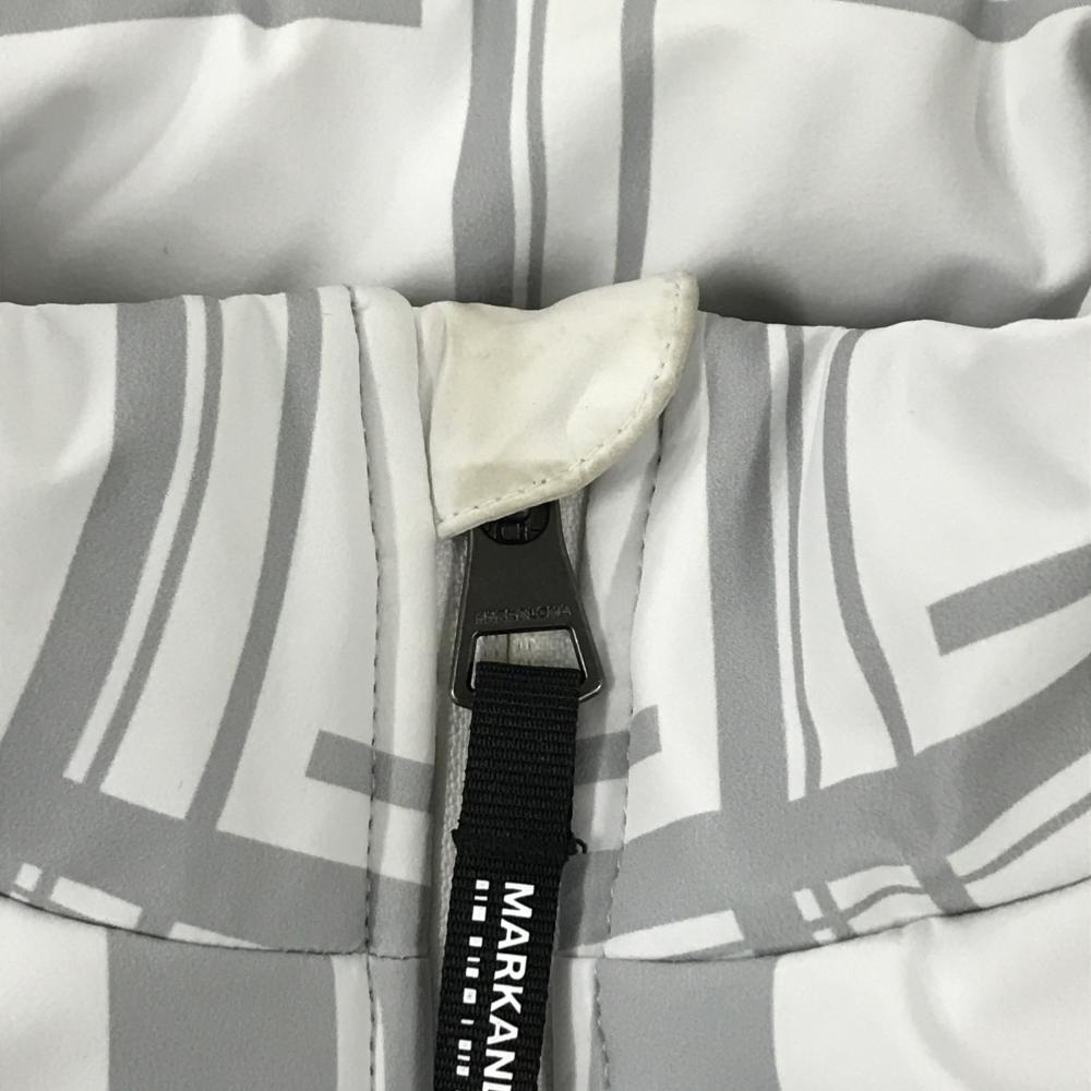 マークアンドロナ 中綿異素材ジャケット 白×グレー×黒 身頃総柄 メンズ