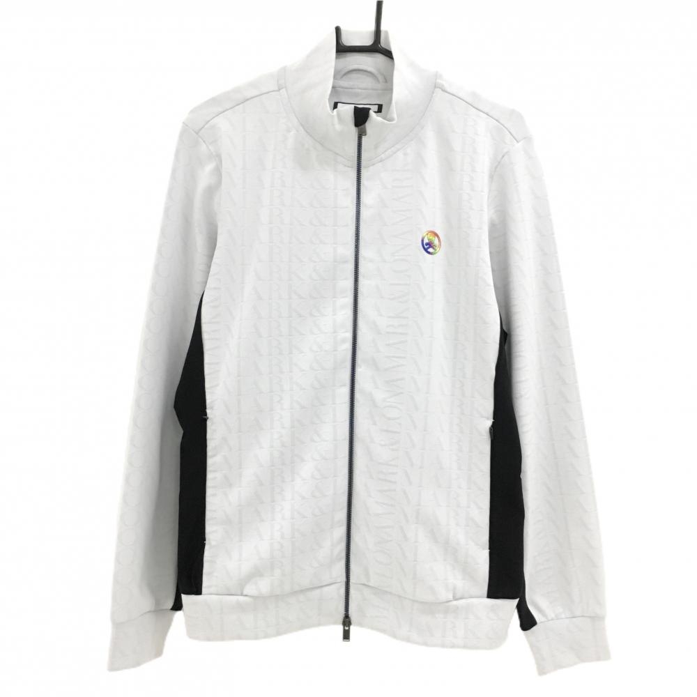 【美品】マークアンドロナ ジャケットブルゾン ライトグレー ロゴ地模様 スカル メンズ 48(L) ゴルフウェア MARK＆LONA